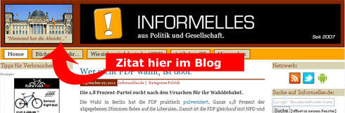 Informelles Header mit Zitat