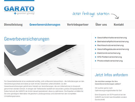 Homepage der Garato.de GmbH