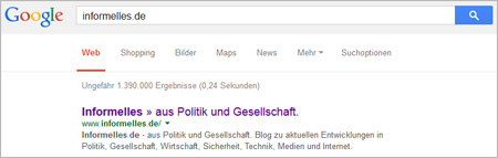 Screenshot Suchergebnisse bei Google