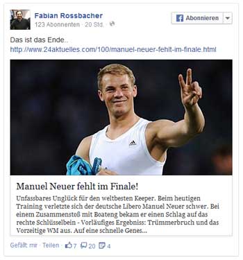 Fakenews "Neuer fehlt im Finale"