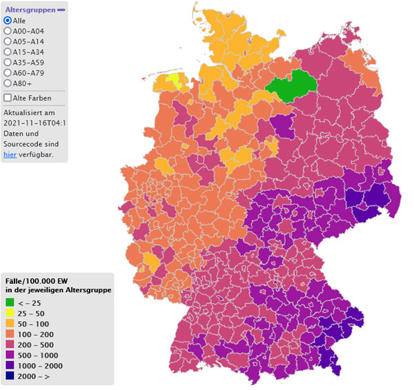 Corona Risikogebiete | Screenshot © https://github.com/semohr/risikogebiete_deutschland